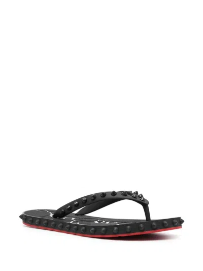 Christian Louboutin Studded Rubber Sole Open Toe Sandals In Black