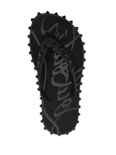 Christian Louboutin Studded Rubber Sole Open Toe Sandals In Black