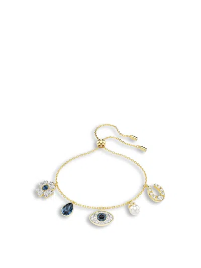 Swarovski Elegant Brass Bijoux Accessory In Blue/gold Tone Plated