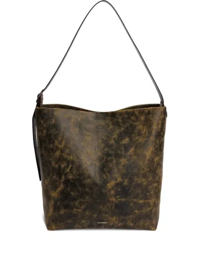 Jil Sander Leather Shoulder Bag In Black