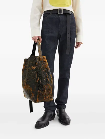 Jil Sander Leather Shoulder Bag In Black