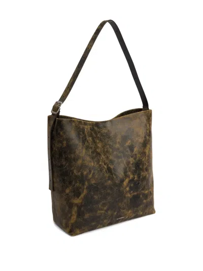 Jil Sander Leather Shoulder Bag In Black