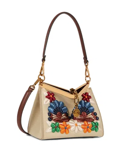 Etro Small Vela Shoulder Bag In Neutrals