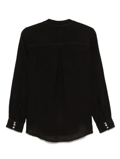 120% Lino Crystal-embellished Blouse In Black
