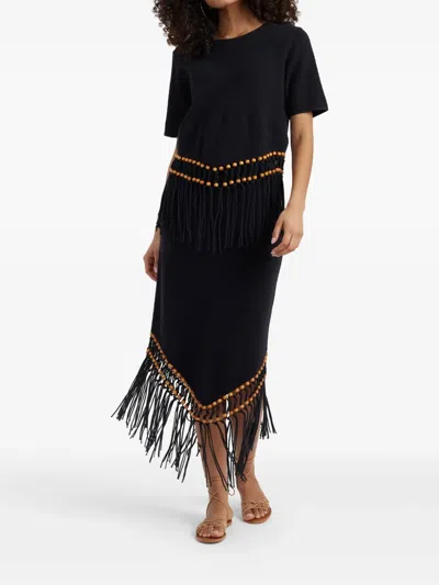 Chinti & Parker Laura Beaded Skirt In Black