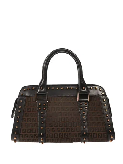Pre-owned Fendi 2010 Zucchino Handbag In Brown