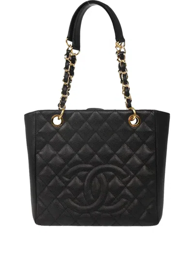 Pre-owned Chanel 2009 Cc Quilted Petite Tote Bag In Black