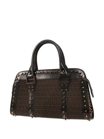 Pre-owned Fendi 2010 Zucchino Handbag In Brown
