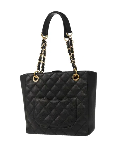 Pre-owned Chanel 2009 Cc Quilted Petite Tote Bag In Black