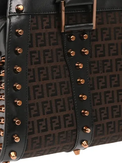 Pre-owned Fendi 2010 Zucchino Handbag In Brown
