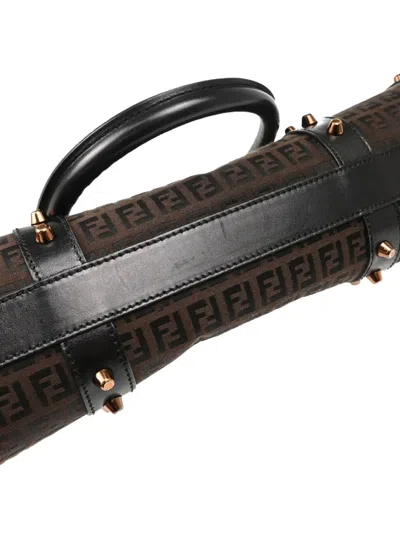 Pre-owned Fendi 2010 Zucchino Handbag In Brown