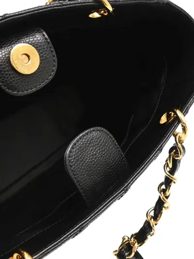 Pre-owned Chanel 2009 Cc Quilted Petite Tote Bag In Black