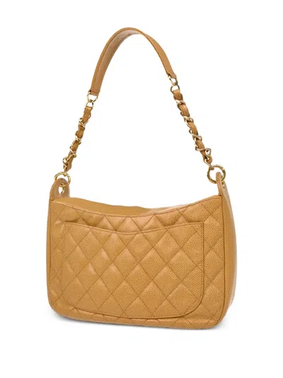 Pre-owned Chanel 2003 Cc Diamond-quilted Shoulder Bag In Neutrals
