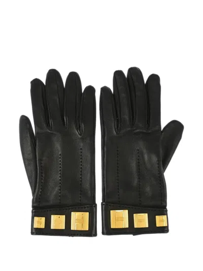 Pre-owned Hermes 1990-2000s Leather Gloves In Black
