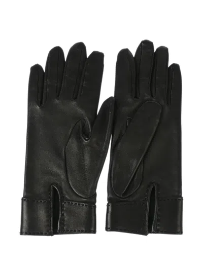 Pre-owned Hermes 1990-2000s Leather Gloves In Black
