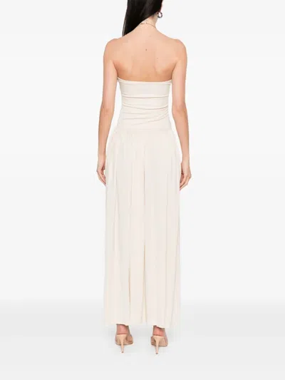 Aya Muse Dia Strapless Gathered Midi Dress In Neutrals