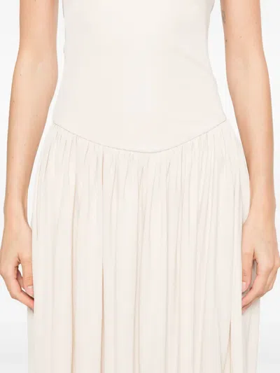 Aya Muse Dia Strapless Gathered Midi Dress In Neutrals