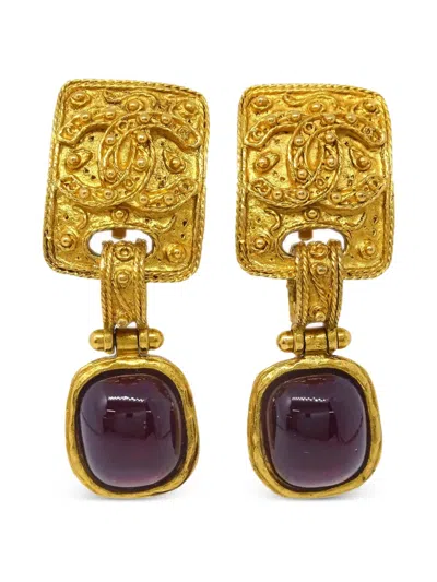 Pre-owned Chanel 1994 Drop Earrings In Gold