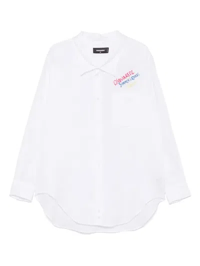 Dsquared2 Summer Lovers Linen Oversized Shirt In White