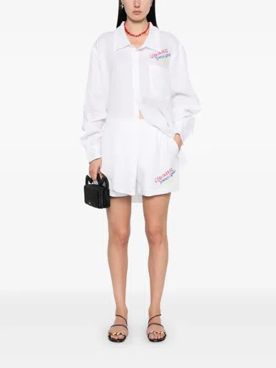 Dsquared2 Summer Lovers Linen Oversized Shirt In White