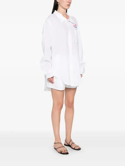 Dsquared2 Summer Lovers Linen Oversized Shirt In White