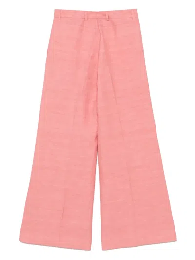 Alberto Biani Slub-textured Palazzo Pants In Pink
