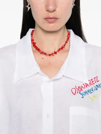 Dsquared2 Summer Lovers Linen Oversized Shirt In White