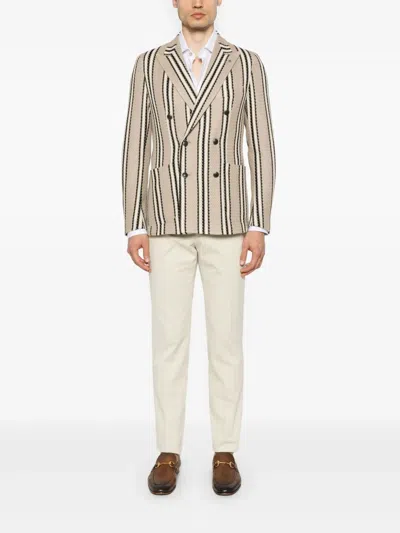 Tagliatore Double-breasted Blazer In Neutrals