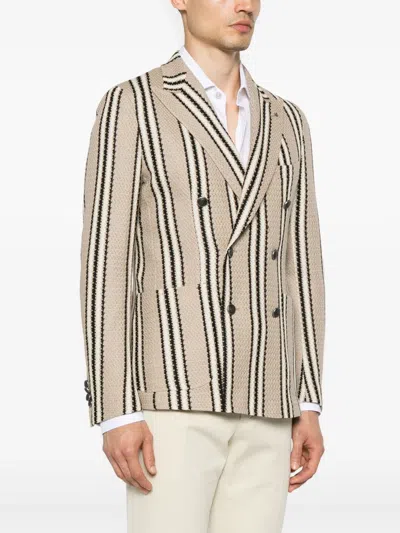 Tagliatore Double-breasted Blazer In Neutrals