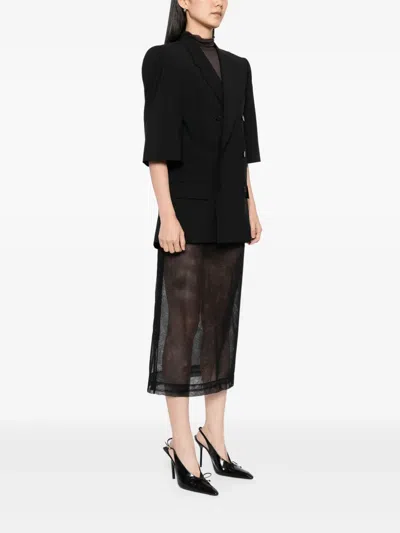 Alainpaul 3/4-sleeved Double-breasted Blazer In Black