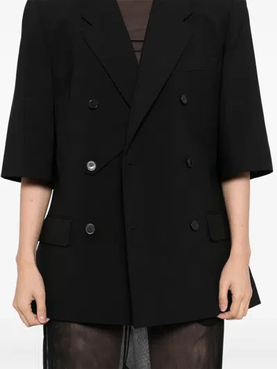 Alainpaul 3/4-sleeved Double-breasted Blazer In Black