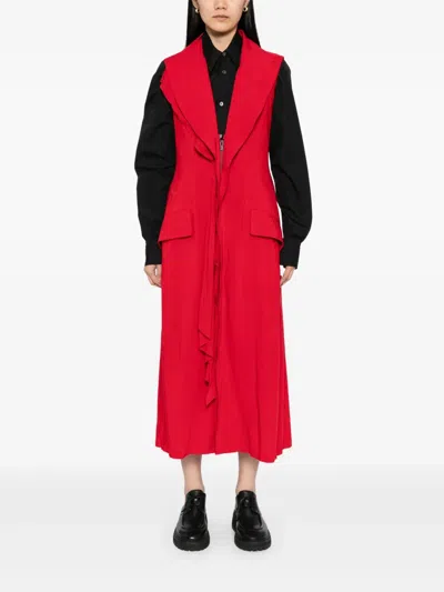 Yohji Yamamoto Draped Sleeveless Dress In Red