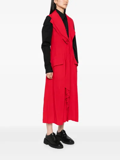 Yohji Yamamoto Draped Sleeveless Dress In Red