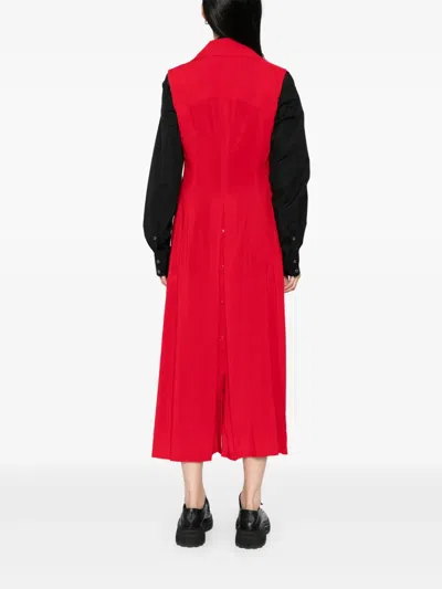 Yohji Yamamoto Draped Sleeveless Dress In Red
