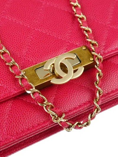 Pre-owned Chanel 2016 Caviar Leather Cross Body Bag In Pink