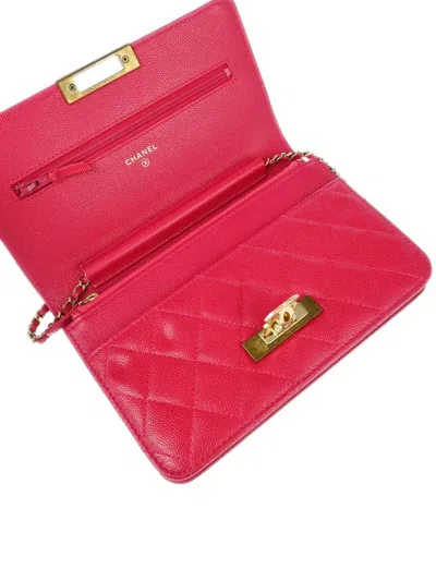 Pre-owned Chanel 2016 Caviar Leather Cross Body Bag In Pink