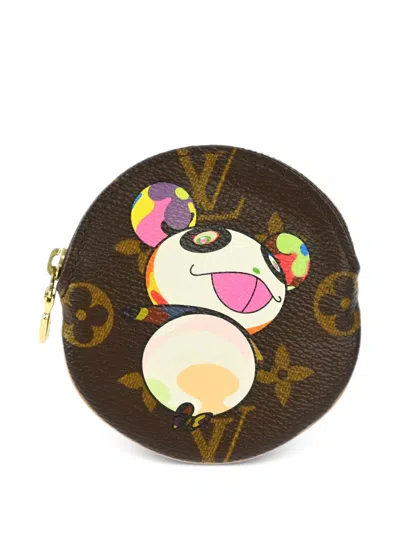 Pre-owned Louis Vuitton X Takashi Murakami 2004 Monogram Panda Coin Wallet In Brown