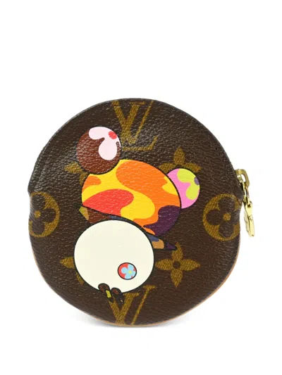 Pre-owned Louis Vuitton X Takashi Murakami 2004 Monogram Panda Coin Wallet In Brown