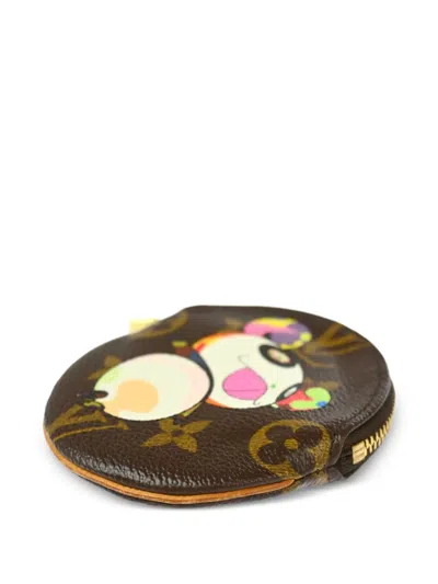 Pre-owned Louis Vuitton X Takashi Murakami 2004 Monogram Panda Coin Wallet In Brown