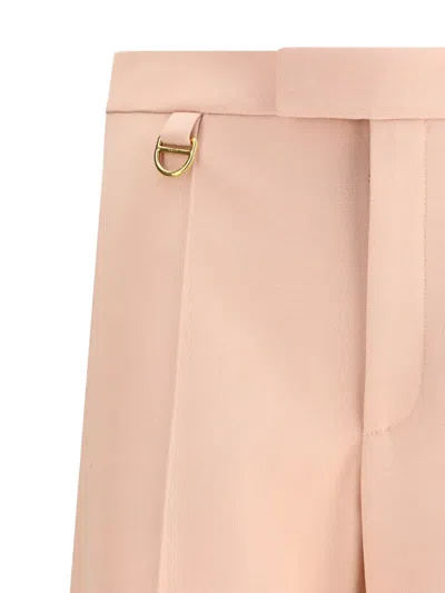 Chloé Wool Wide-leg Pants D-ring Detail In Pink