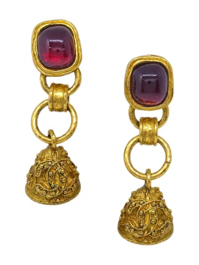 Pre-owned Chanel 1994 Bell-charm Earrings In Gold