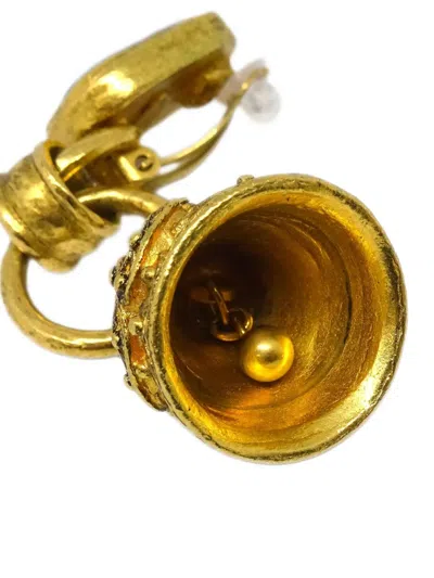 Pre-owned Chanel 1994 Bell-charm Earrings In Gold