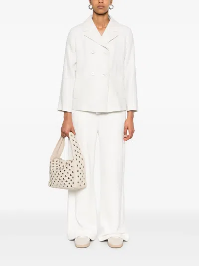 S Max Mara 'double-breasted Jacket In Cotton And Linen In Neutrals