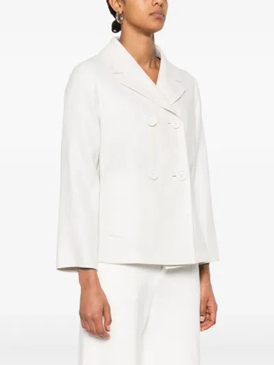 S Max Mara 'double-breasted Jacket In Cotton And Linen In Neutrals