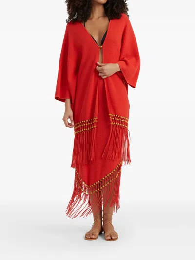 Chinti & Parker Terracotta Laura Whitmore Beaded Kaftan In Orange