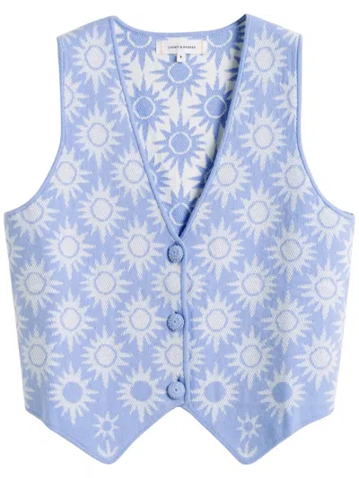 Chinti & Parker Patterned-jacquard Waistcoat In Blue