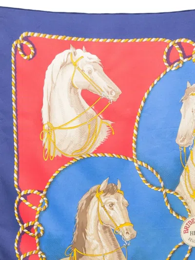 Pre-owned Hermes 1974 Brides Legers Scarf In Blue