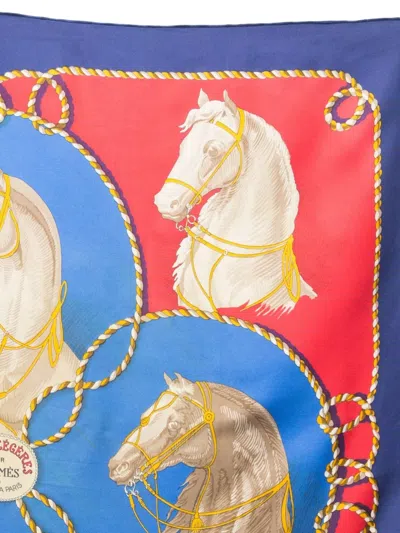 Pre-owned Hermes 1974 Brides Legers Scarf In Blue