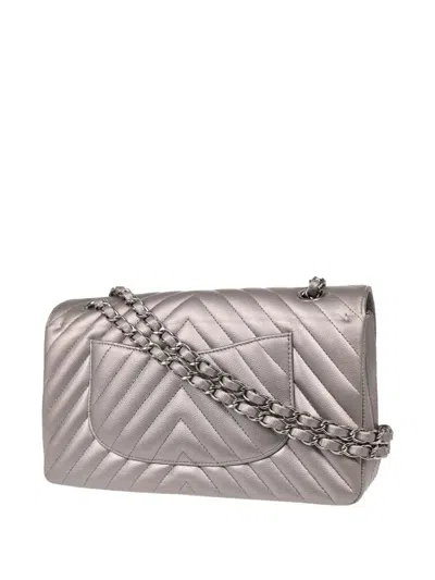 Pre-owned Chanel 2016 Medium Classic Double Flap Shoulder Bag In Silver