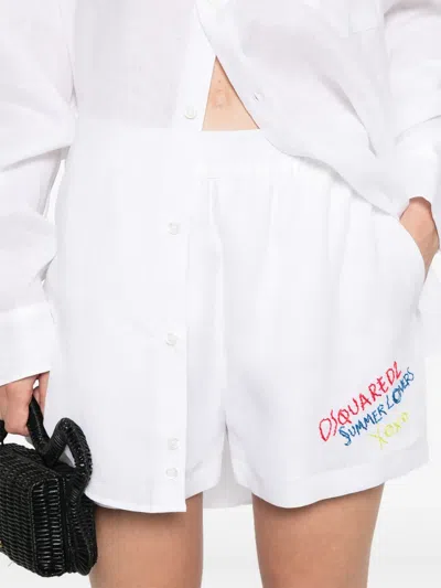 Dsquared2 Summer Lovers Linen Shorts In White